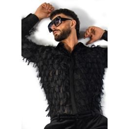 Mens Sheer Fringe Polka Dot Shirt - Trendy & Unique Shirts