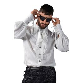 white dress shirt with middle frill design men Men's linen frilled front and cuffs neck ruffle collar Men's White Ruffle Shirt with