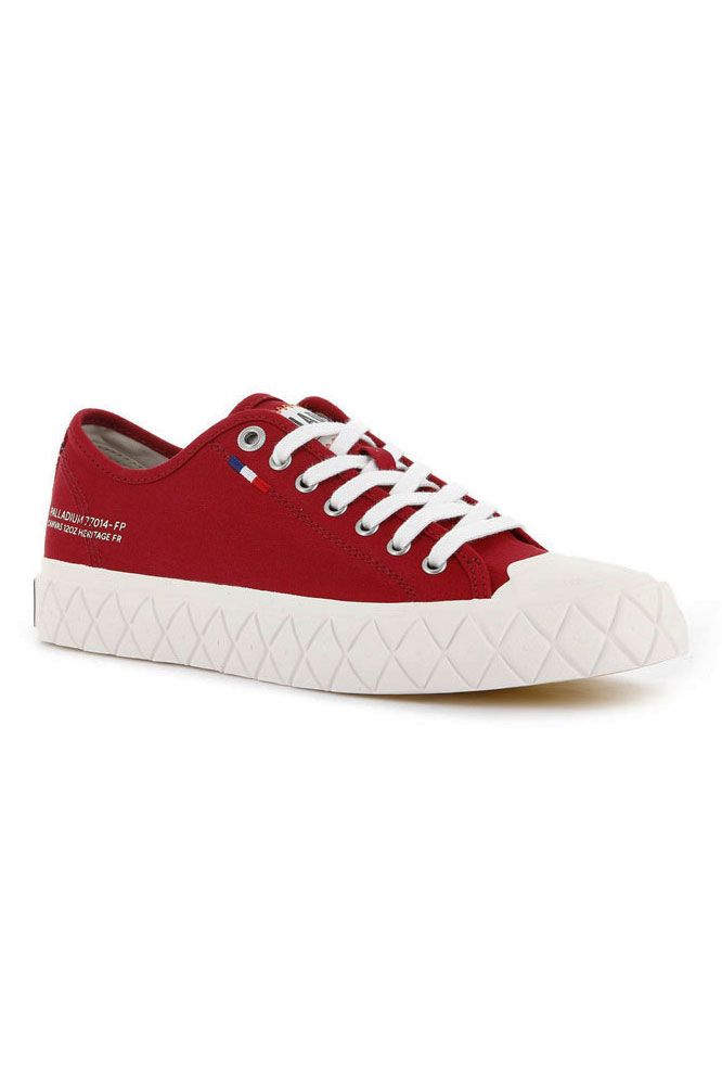 Red Canvas Sneakers - Palladium Low Top 
