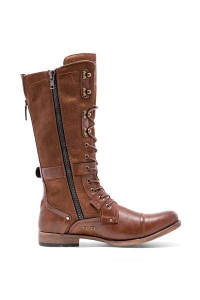 Brown Leather Combat Boot, Brown Combat Boots for men, Long  display picture 3