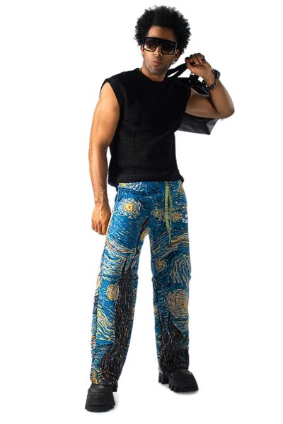 ◆SATUR◆ W Narni Heavy Twill Banding Pants Ebony Black SA23 OE Heavyweight Embroidered Black Sweatpants | Rolling Loud