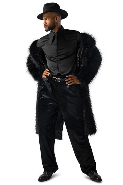 dagger collar dress shirt Men's Black Dagger Collar Satin Button Up Shirt