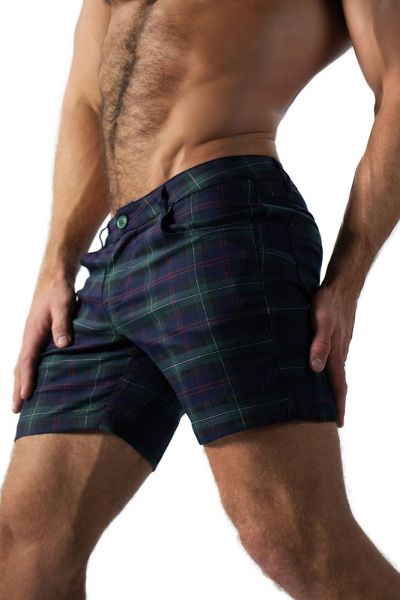 mens plaid dress shorts Men's Navy Blue Plaid Shorts in Slim Fit