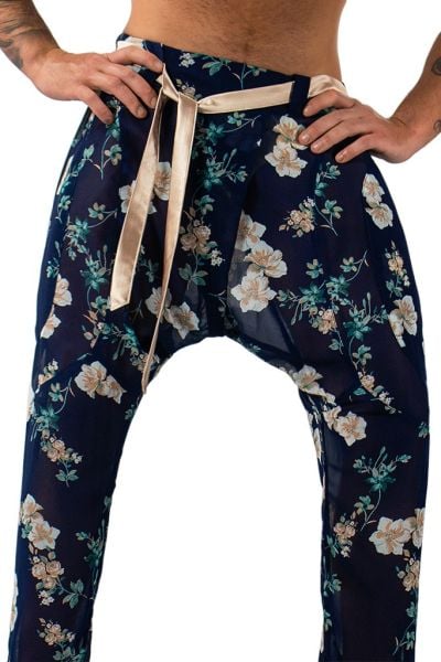 Mens Sheer Floral Drop Crotch Tapered Pants | Glimms Pants