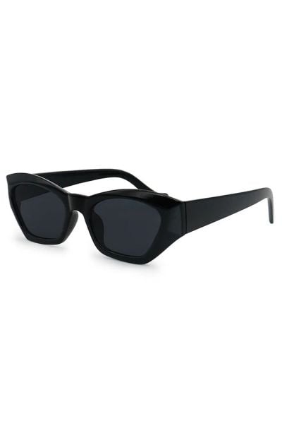 Mens Topfoxx Black Futuristic Cat Eye Sunglasses display picture 2